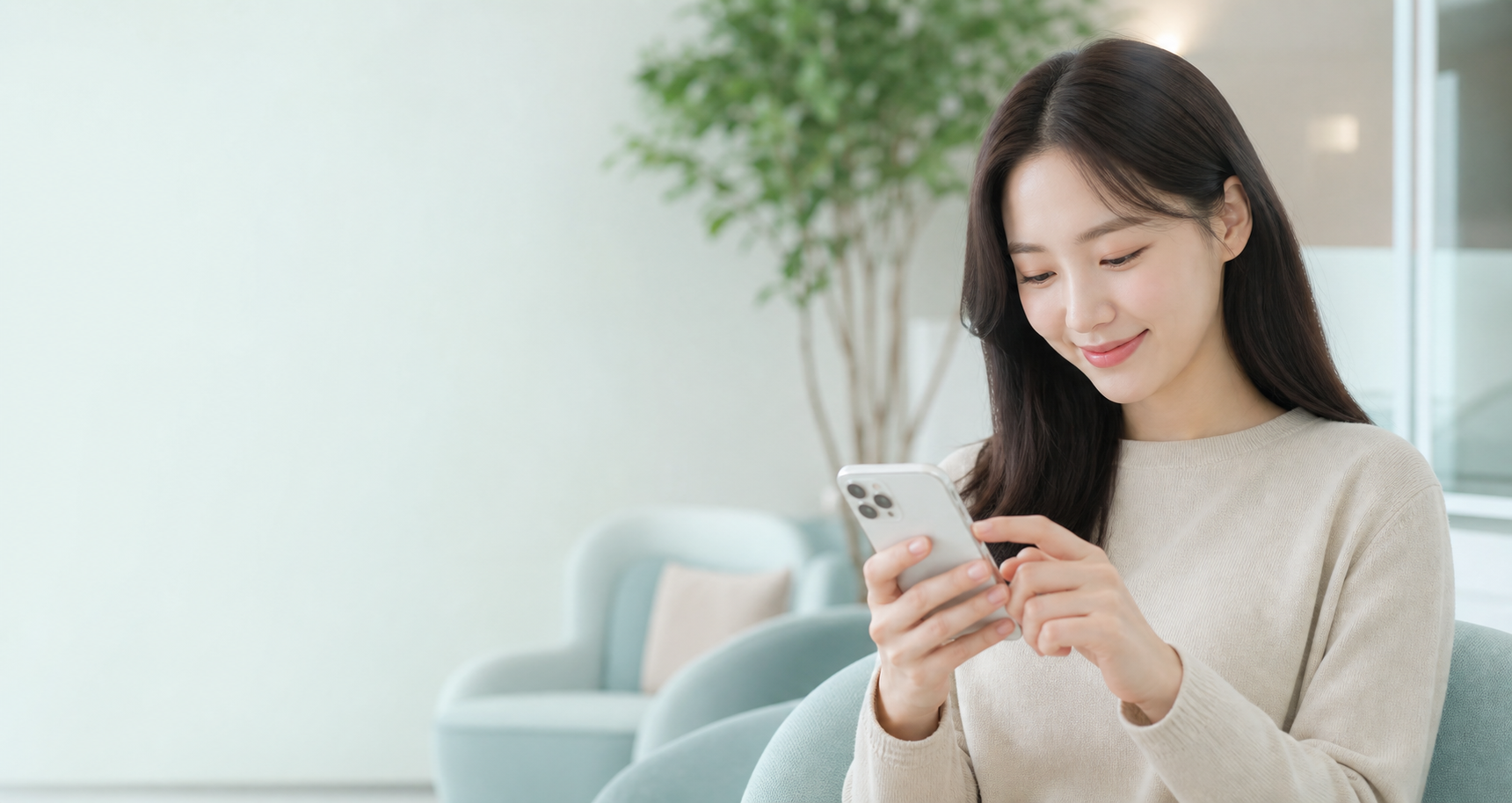 스마트폰으로 병원 예약을 하는 환자